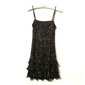 Juicy Couture Black Floral Mini Dress S Frilly Hem